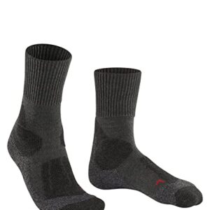 FALKE Men's TK1 Adventure Hiking Socks, Mid Calf, Thick Padding, Athletic Sock, Breathable Quick Dry, Merino Wool, Grey (Asphalt Melange 3180), 10.5-11.5, 1 Pair