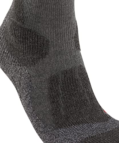 FALKE Men's TK1 Adventure Hiking Socks, Mid Calf, Thick Padding, Athletic Sock, Breathable Quick Dry, Merino Wool, Grey (Asphalt Melange 3180), 10.5-11.5, 1 Pair