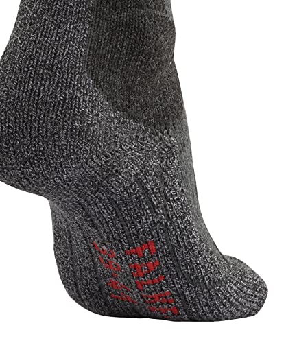 FALKE Men's TK1 Adventure Hiking Socks, Mid Calf, Thick Padding, Athletic Sock, Breathable Quick Dry, Merino Wool, Grey (Asphalt Melange 3180), 10.5-11.5, 1 Pair