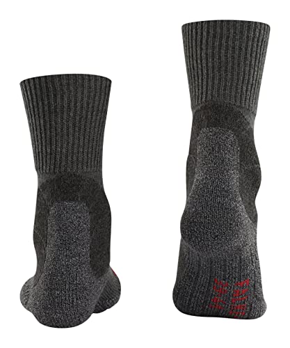 FALKE Men's TK1 Adventure Hiking Socks, Mid Calf, Thick Padding, Athletic Sock, Breathable Quick Dry, Merino Wool, Grey (Asphalt Melange 3180), 10.5-11.5, 1 Pair