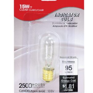 Satco S4718 130V Candelabra Base 15-Watt T7 Light Bulb, Clear