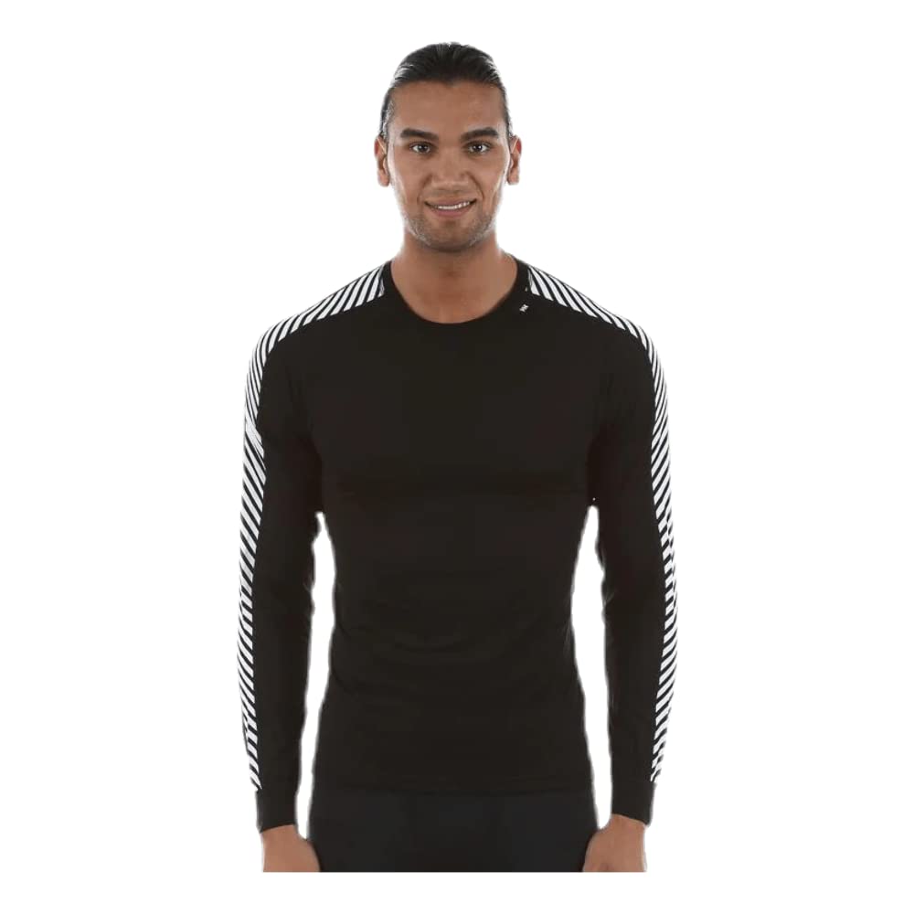 Helly Hansen Men's HH LIFA Stripe Crew Base Layer, 998 Black, X-Large