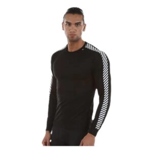 Helly Hansen Men's HH LIFA Stripe Crew Base Layer, 998 Black, X-Large