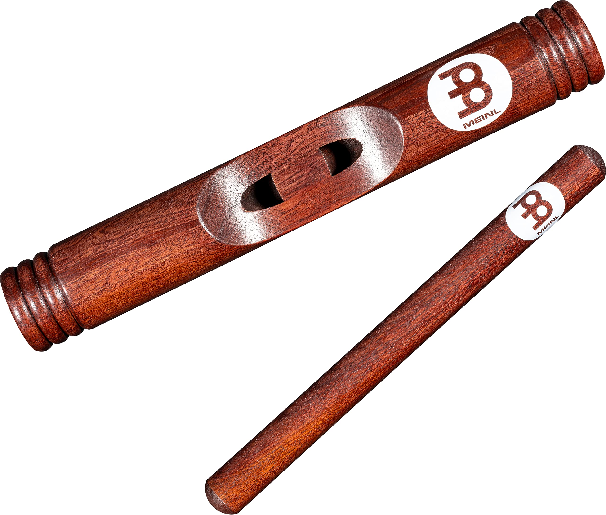 Meinl Percussion Red Finish African Select Hardwood Claves Musical Instrument Sticks, Hollow Body — NOT Made in China — for Live, Studio and Classrooms, 2-Year Warranty (CL3RW)