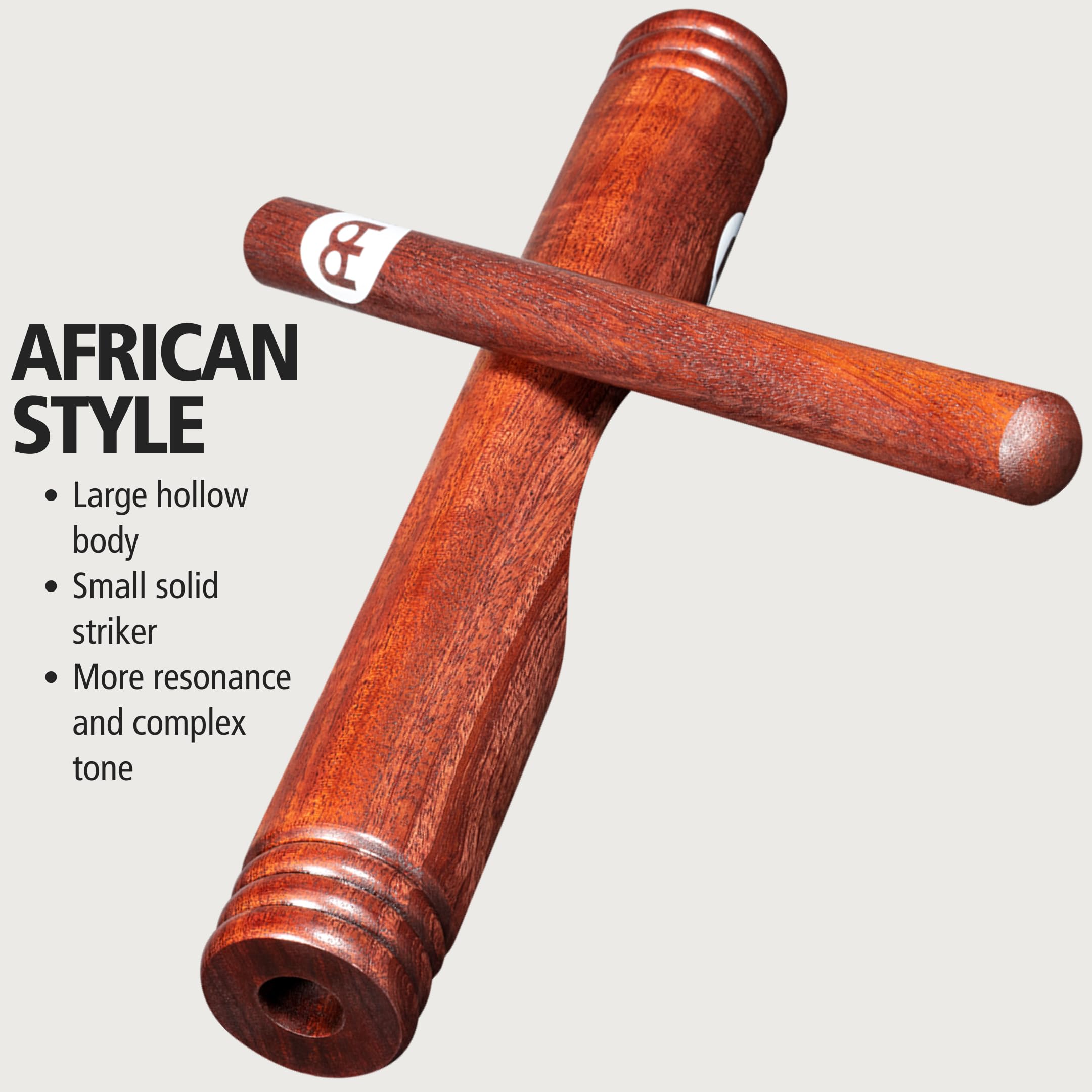 Meinl Percussion Red Finish African Select Hardwood Claves Musical Instrument Sticks, Hollow Body — NOT Made in China — for Live, Studio and Classrooms, 2-Year Warranty (CL3RW)