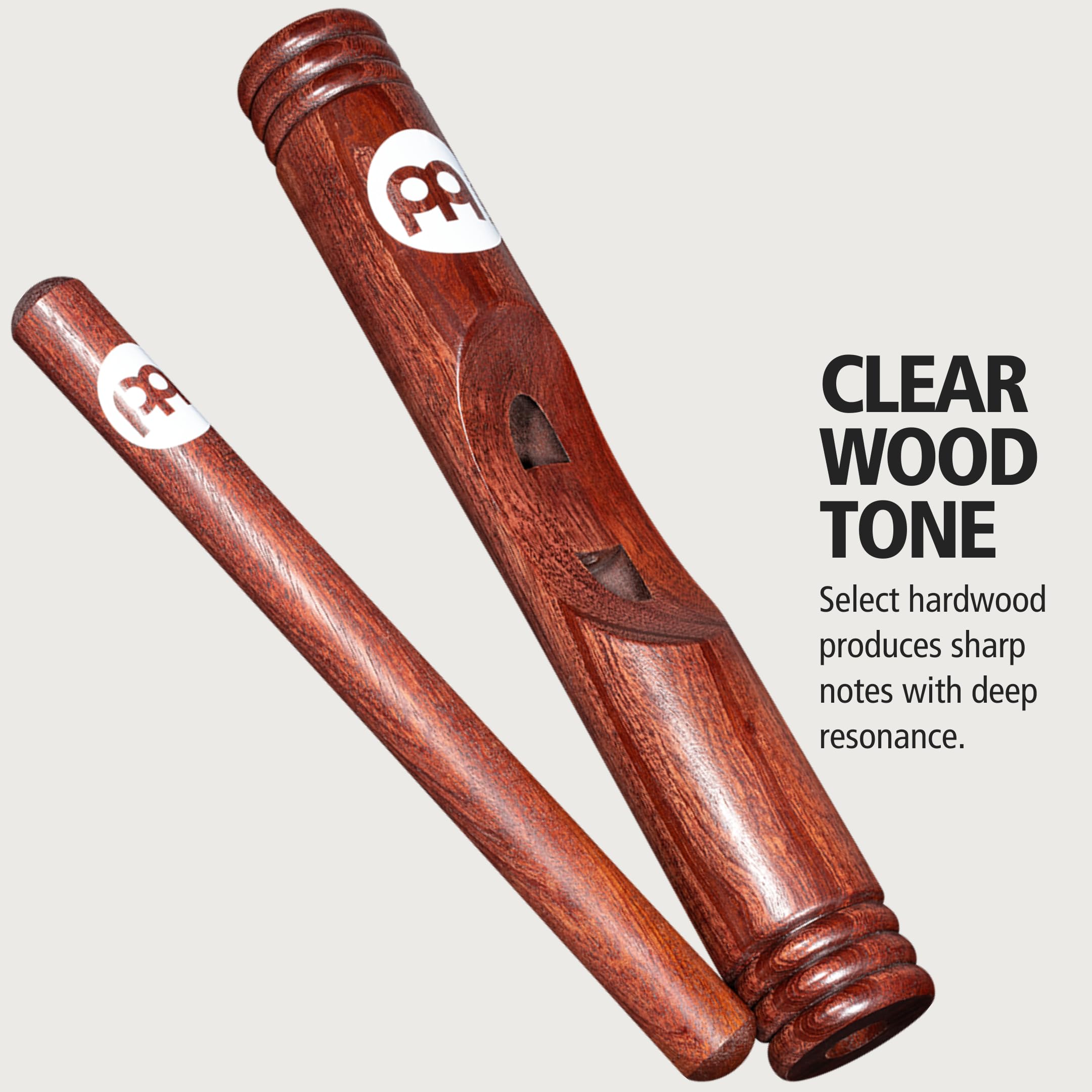 Meinl Percussion Red Finish African Select Hardwood Claves Musical Instrument Sticks, Hollow Body — NOT Made in China — for Live, Studio and Classrooms, 2-Year Warranty (CL3RW)