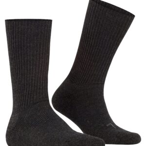 FALKE Unisex Walkie Ergo Socks, Crew Length, Thick Sole, Hiking Sock, Breathable, Moisture-Wicking, Merino Wool, Grey (Anthracite Melange 3080), 9-10, 1 Pair