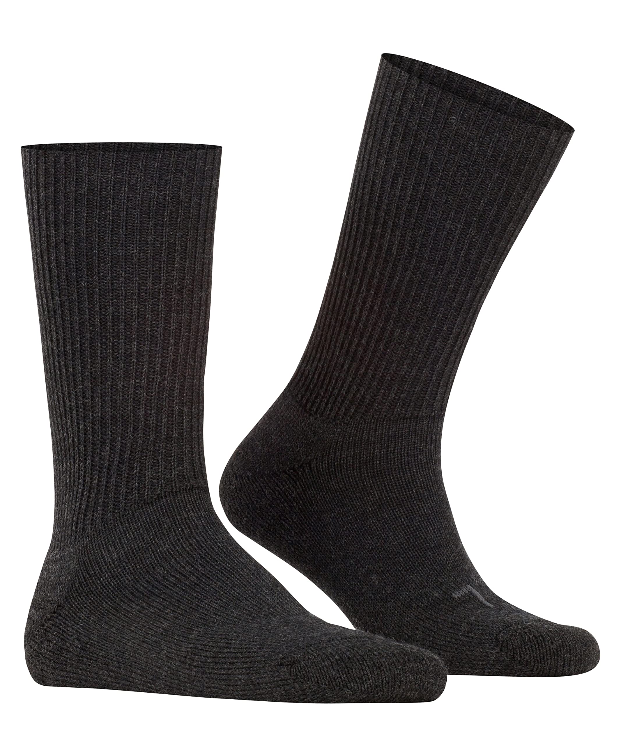 FALKE Unisex Walkie Ergo Socks, Crew Length, Thick Sole, Hiking Sock, Breathable, Moisture-Wicking, Merino Wool, Grey (Anthracite Melange 3080), 9-10, 1 Pair