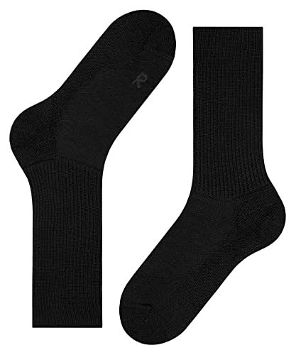 FALKE Unisex Walkie Ergo Socks, Crew Length, Thick Sole, Hiking Sock, Breathable, Moisture-Wicking, Merino Wool, Black (Black 3000), 12.5-13.5, 1 Pair