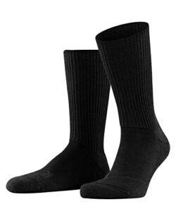 falke unisex walkie ergo socks, crew length, thick sole, hiking sock, breathable, moisture-wicking, merino wool, black (black 3000), 12.5-13.5, 1 pair