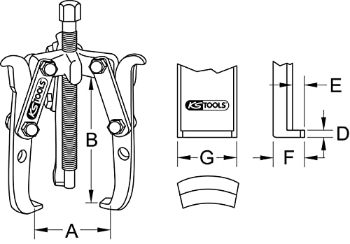 KS TOOLS Uni Puller 2 and 3 Leg, 120mm, Clear