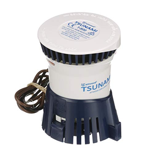 Attwood 4608-7 Tsunami T800 Bilge Pump, 800 GPH, 12-Volt, Barbed ¾-Inch Diameter Outlet, 29-Inch Wire