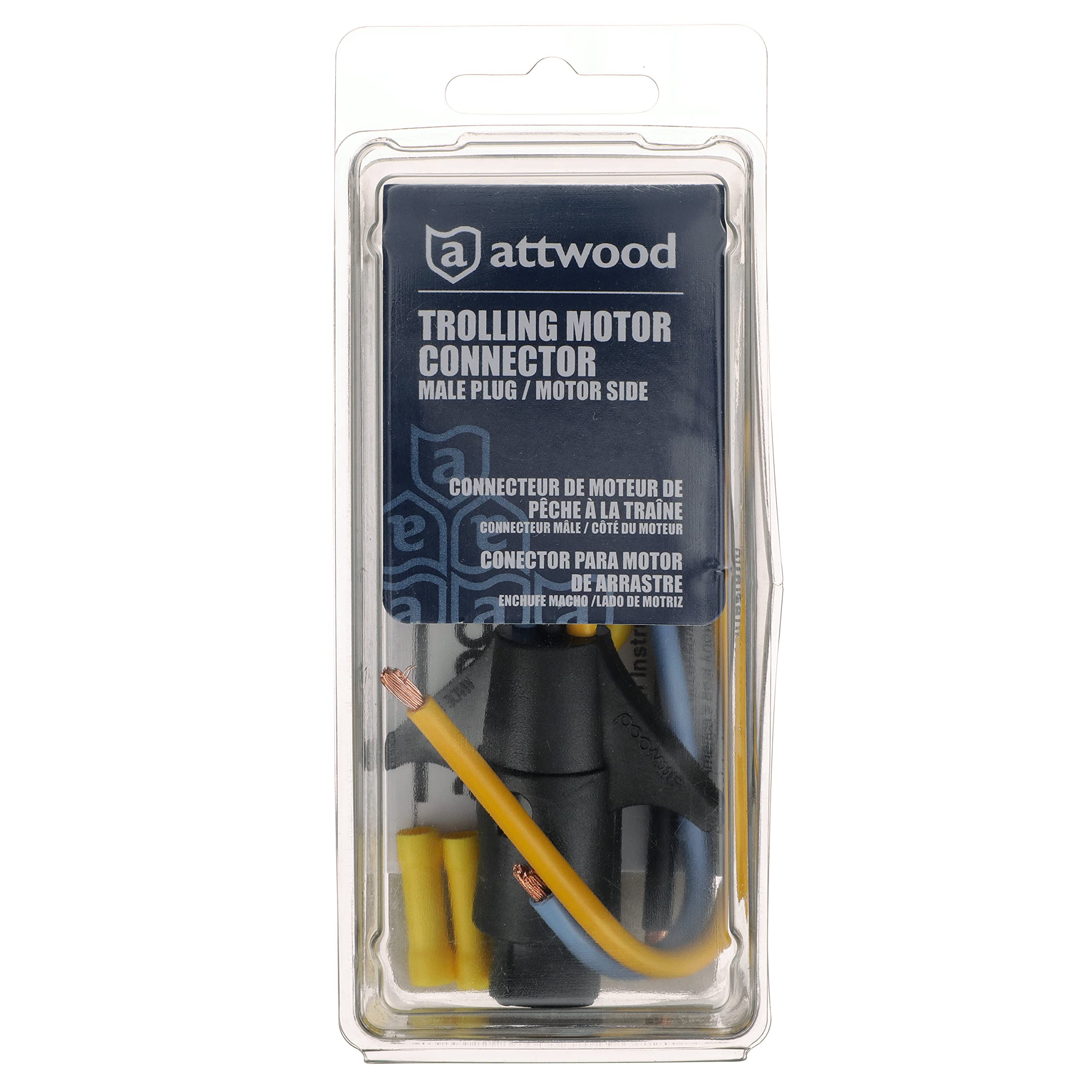 attwood 7647-7 Heavy-Duty Trolling Motor Connector, Male Plug, Motor Side, 6-Inch Harness with Butt Connectors, 10-Gauge Wire, One Size (7647-5)