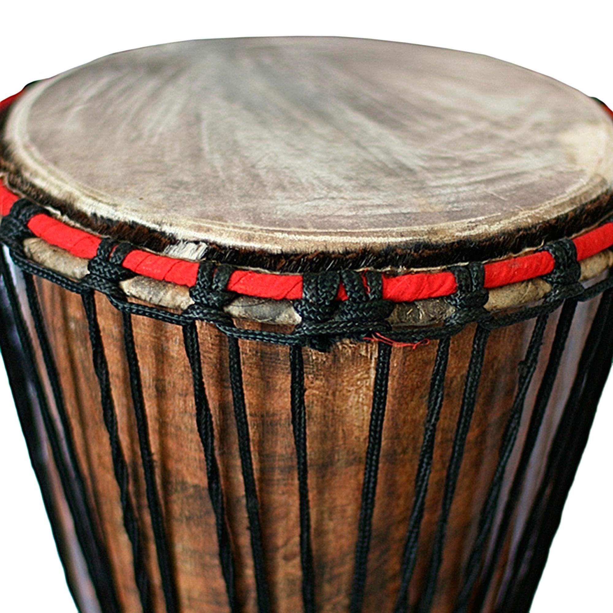 NOVICA Hand Carved Wood Goatskin Djembe Drum with Cotton Strap, Think Together'