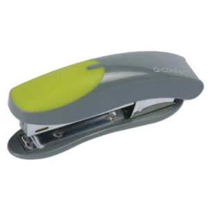 q connect no10 softgrip mini stapler, green/grey