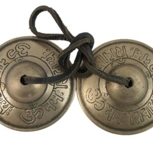 2.25” Diameter Tibetan Tingsha Bell Cymbals Set - Om Nama Shivay Embossed Chimes - Great for Yoga, Meditation, Spiritual, Mindfulness or Relaxation - Handmade in Nepal