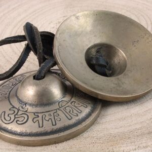 2.25” Diameter Tibetan Tingsha Bell Cymbals Set - Om Nama Shivay Embossed Chimes - Great for Yoga, Meditation, Spiritual, Mindfulness or Relaxation - Handmade in Nepal