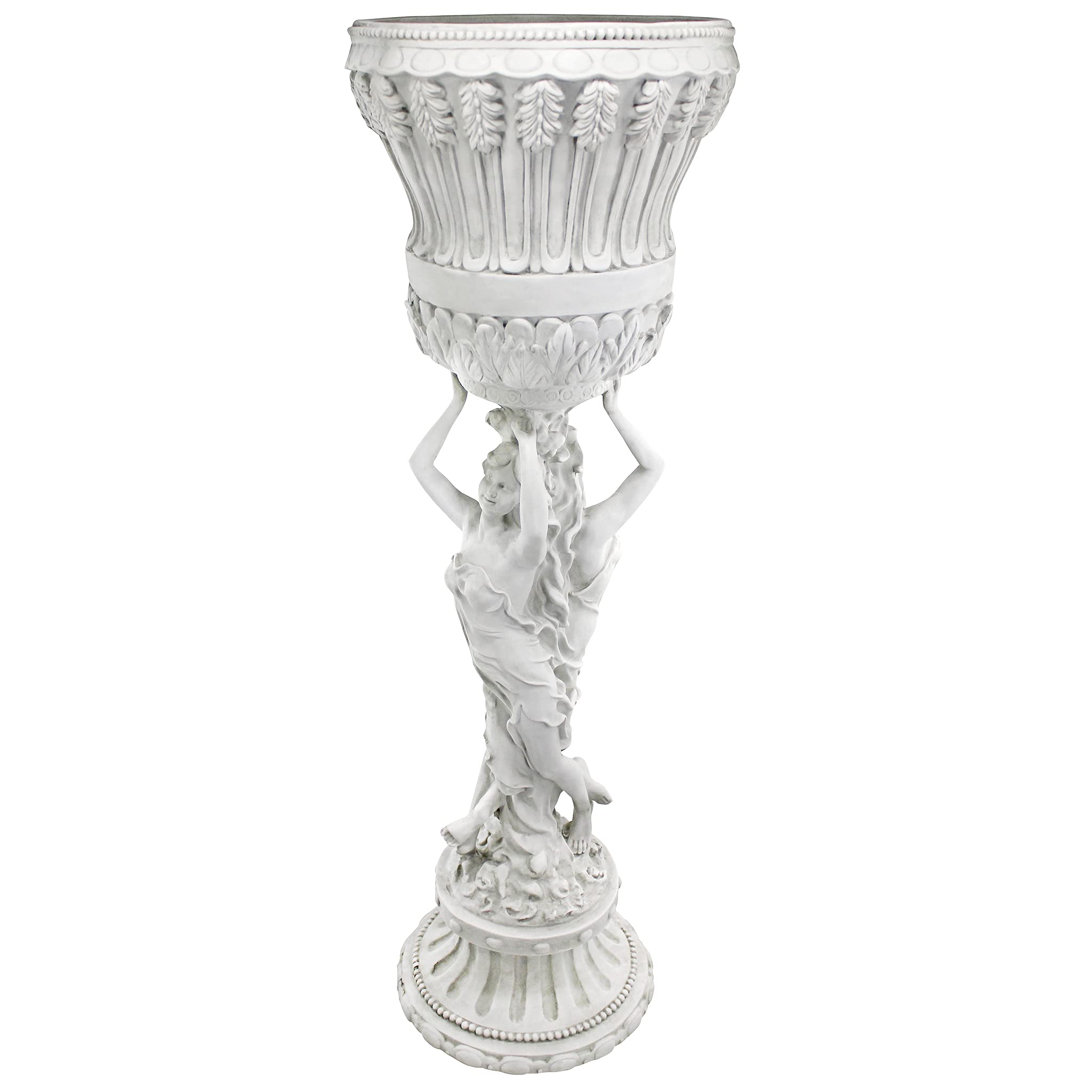 Design Toscano KY9055 Les Filles Joyeuses Dancing Maidens Pedestal Column Plant Stand with Urn, 12 Inches Diameter, 36 Inches Tall, Handcast Polyresin, Antique Stone Finish