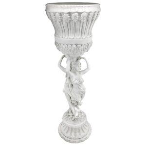 Design Toscano KY9055 Les Filles Joyeuses Dancing Maidens Pedestal Column Plant Stand with Urn, 12 Inches Diameter, 36 Inches Tall, Handcast Polyresin, Antique Stone Finish