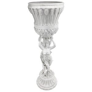 Design Toscano KY9055 Les Filles Joyeuses Dancing Maidens Pedestal Column Plant Stand with Urn, 12 Inches Diameter, 36 Inches Tall, Handcast Polyresin, Antique Stone Finish