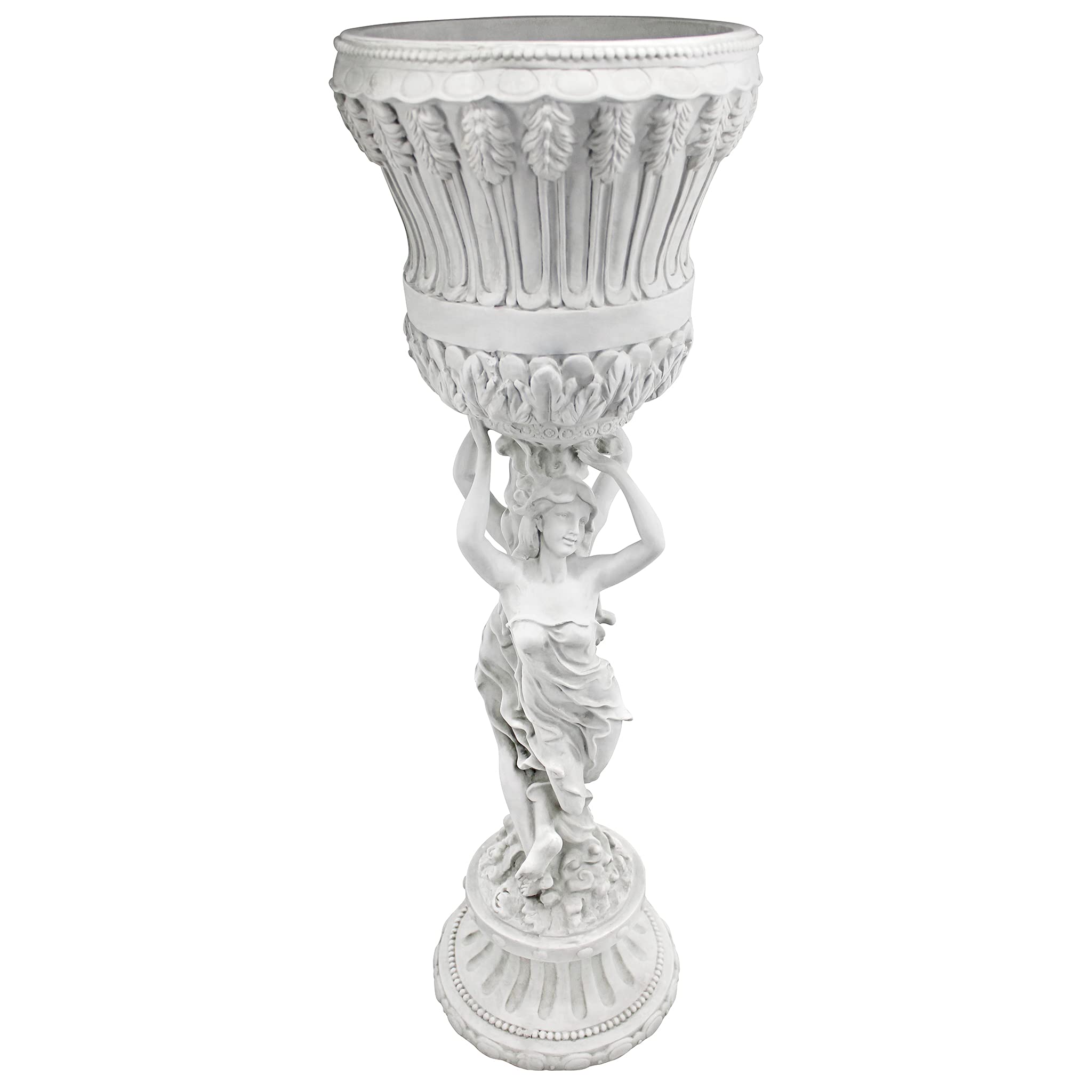 Design Toscano KY9055 Les Filles Joyeuses Dancing Maidens Pedestal Column Plant Stand with Urn, 12 Inches Diameter, 36 Inches Tall, Handcast Polyresin, Antique Stone Finish