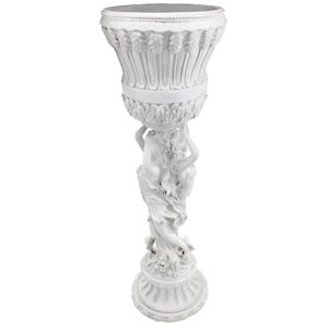 Design Toscano KY9055 Les Filles Joyeuses Dancing Maidens Pedestal Column Plant Stand with Urn, 12 Inches Diameter, 36 Inches Tall, Handcast Polyresin, Antique Stone Finish