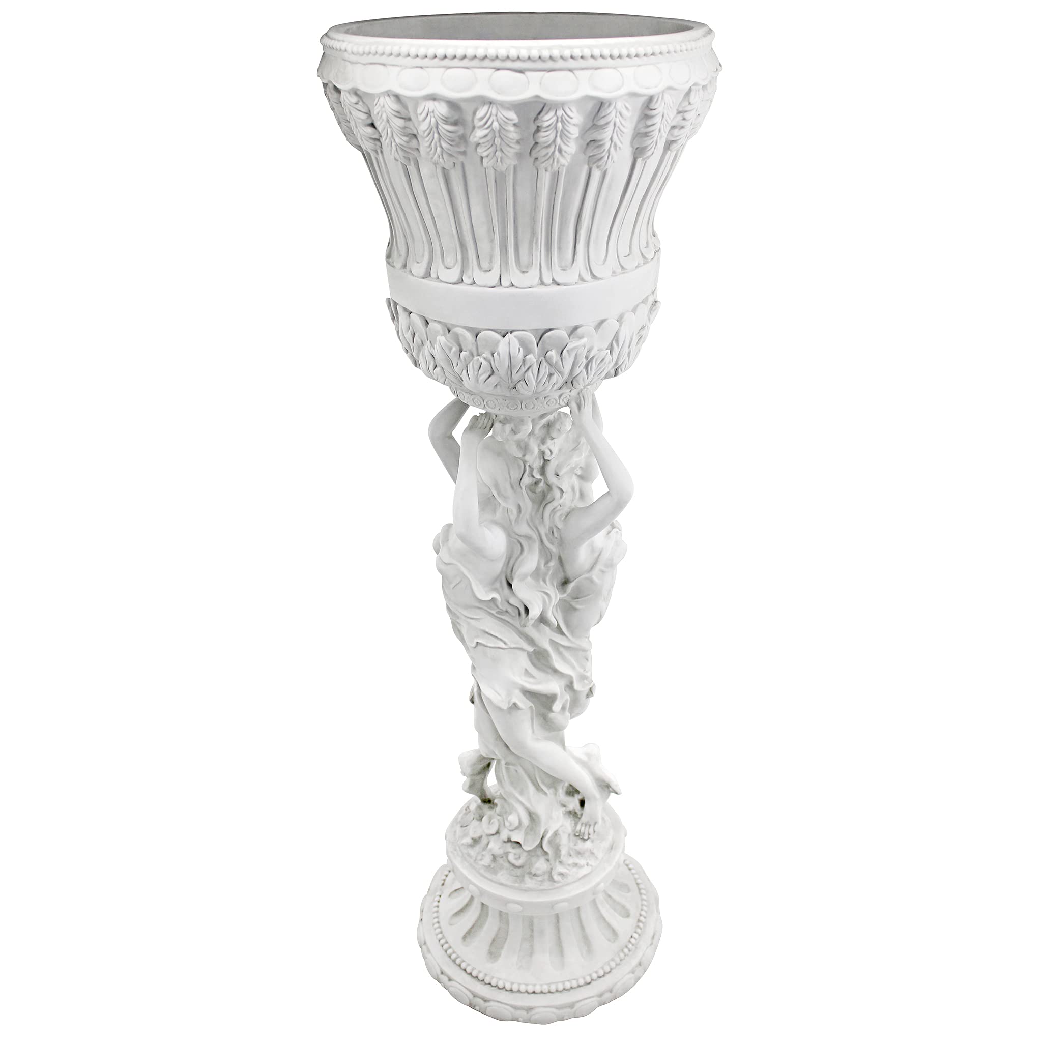 Design Toscano KY9055 Les Filles Joyeuses Dancing Maidens Pedestal Column Plant Stand with Urn, 12 Inches Diameter, 36 Inches Tall, Handcast Polyresin, Antique Stone Finish