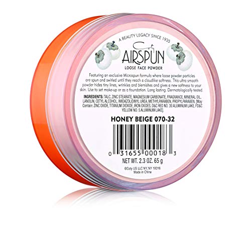 Coty Airspun Loose Face Powder 2.3 Ounce Honey Beige Light Peach Tone Loose Face Powder, for Setting or Foundation, Lightweight, Long Lasting, Pack of 1