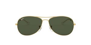 ray-ban men's rb3362 cockpit aviator sunglasses, gold/g-15 green, 56 mm