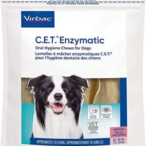 Virbac C.E.T. Enzymatic Oral Hygiene Chews, Medium Dog, 30 Count