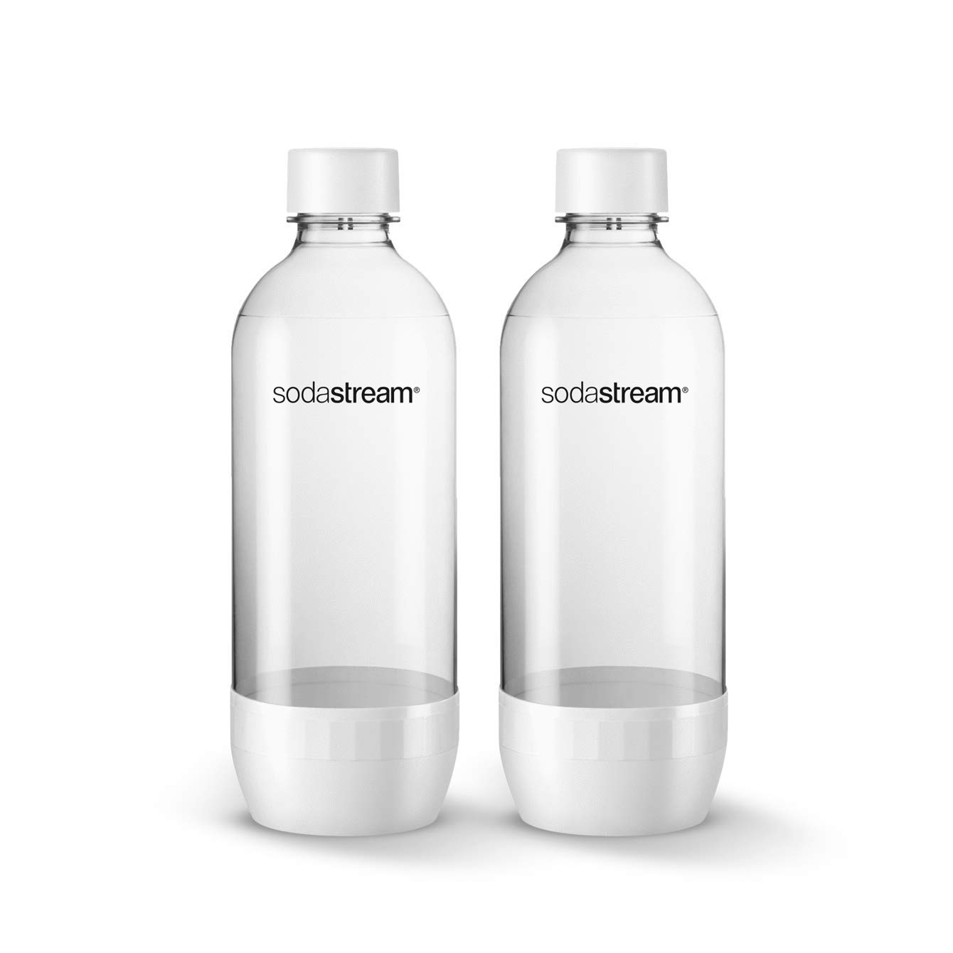 Sodastream 1l Carbonating Bottles- clear/white Rounds (Twin Pack)