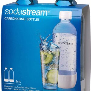 Sodastream 1l Carbonating Bottles- clear/white Rounds (Twin Pack)