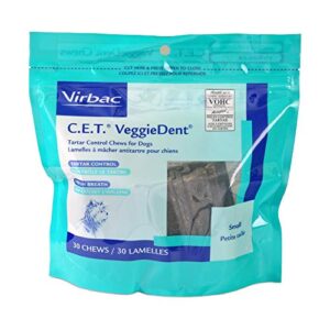 virbac c.e.t. veggiedent tartar control chews, small (30 count)