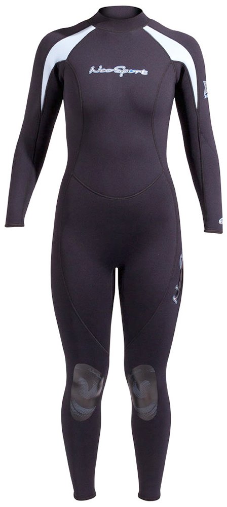 NeoSport Wetsuits Women's XSPAN 5mm Full Jumpsuit, Powder Blue Trim, 10 - Diving, Snorkeling & Wakeboarding