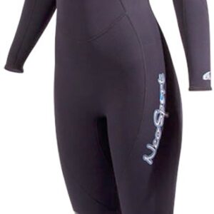 NeoSport Wetsuits Women's XSPAN 5mm Full Jumpsuit, Powder Blue Trim, 10 - Diving, Snorkeling & Wakeboarding