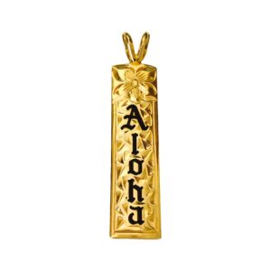 hawaiian heirloom jewelry 10mm 14k yellow gold custom vertical pendant