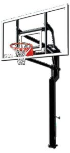 goalsetter mvp in-ground basketball hoop with 72 inch glass backboard style: acrylic