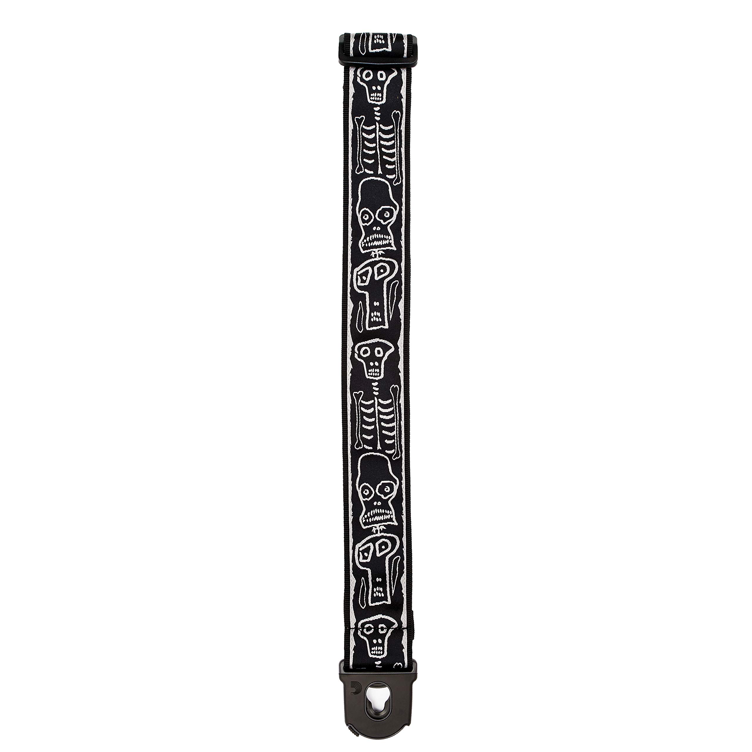 D'Addario Accessories Joe Satriani Guitar Strap - Guitar Accessories - Electric Guitar Strap, Acoustic Guitar Strap, Acoustic Electric Guitar Strap & Bass Guitar Strap - Locking Strap - Skull n' Bones