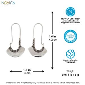 NOVICA Artisan Handcrafted Silver Hoop Earrings | Bell Design Hoop Earrings | .925 Sterling Silver Earrings | Silver Hoop Earrings Handmade | Hoop Earring Thailand | Bohemian Hollow Bell Themed