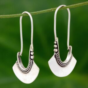 NOVICA Artisan Handcrafted Silver Hoop Earrings | Bell Design Hoop Earrings | .925 Sterling Silver Earrings | Silver Hoop Earrings Handmade | Hoop Earring Thailand | Bohemian Hollow Bell Themed