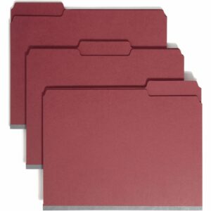 Smead Pressboard Fastener File Folder with SafeSHIELD Fasteners, 2 Fasteners, 1/3-Cut Tab, 2" Expansion, Letter Size, Bright Red, 25 per Box (14936)