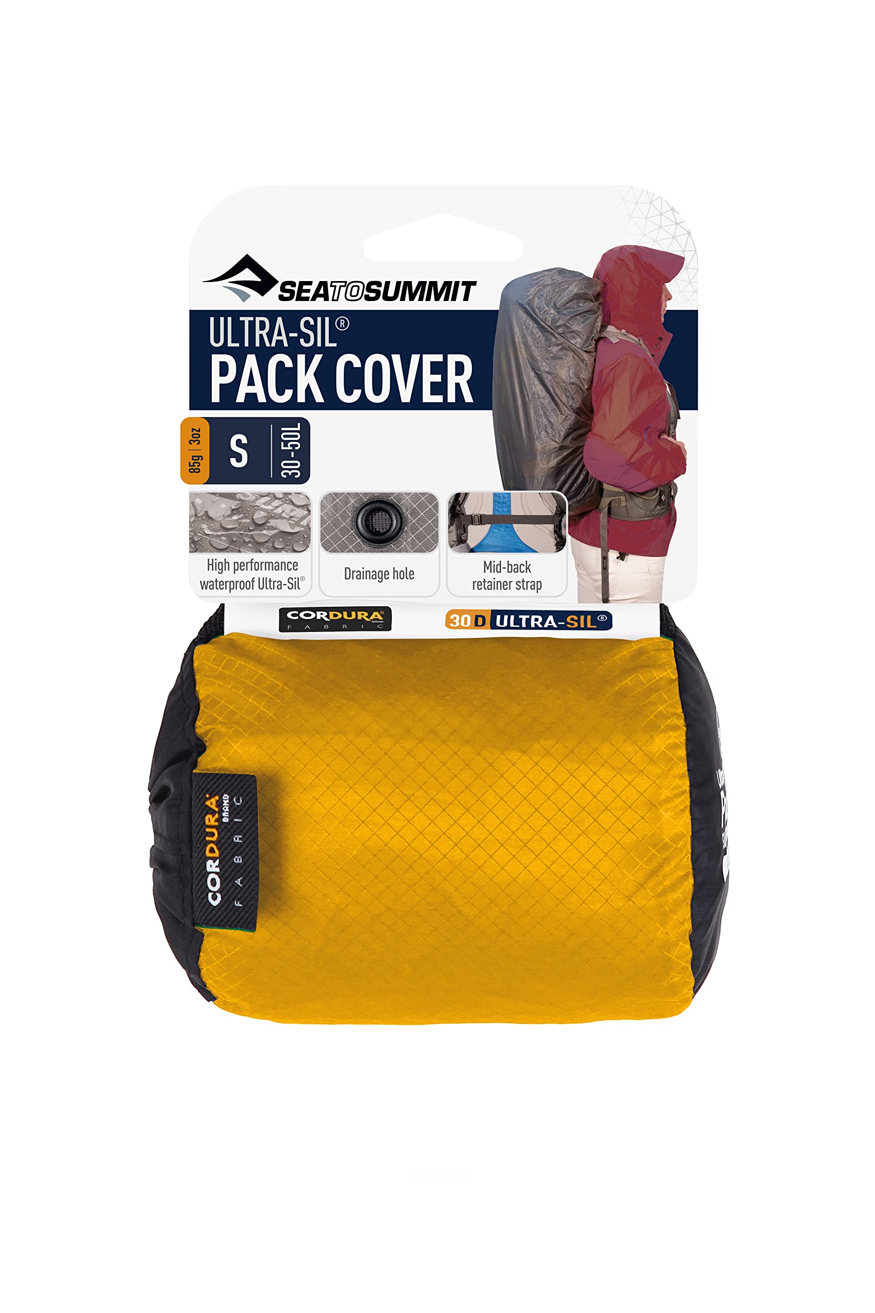 Sea to Summit SN240 Ultra-Light Siliconized Cordura Pack Cover,Yellow Gold,Small