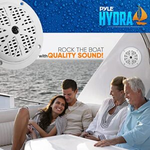 Pyle 4 Inch Dual Marine Speakers - Waterproof and Weather Resistant Outdoor Audio Stereo Sound System with Polypropylene Cone, Cloth Surround and Low Profile Design - 1 Pair - PLMR41W (White)