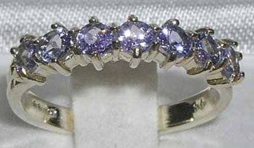 925 Sterling Silver Real Genuine Tanzanite Womens Anniversary Ring - Size 8