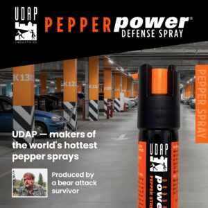 UDAP 2VC Pepper Power OC Compact Self Defense Pepper Spray for Men and Women, Pocket Travel Size, Powerful, 10 ft Stream, 0.4 oz