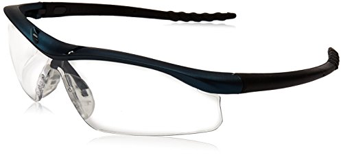 MCR Safety Glasses DL310AF DL1 Clear Lens with UV Protection and Anti-fog Coating, Blue Metallic Frame, 1 Pair