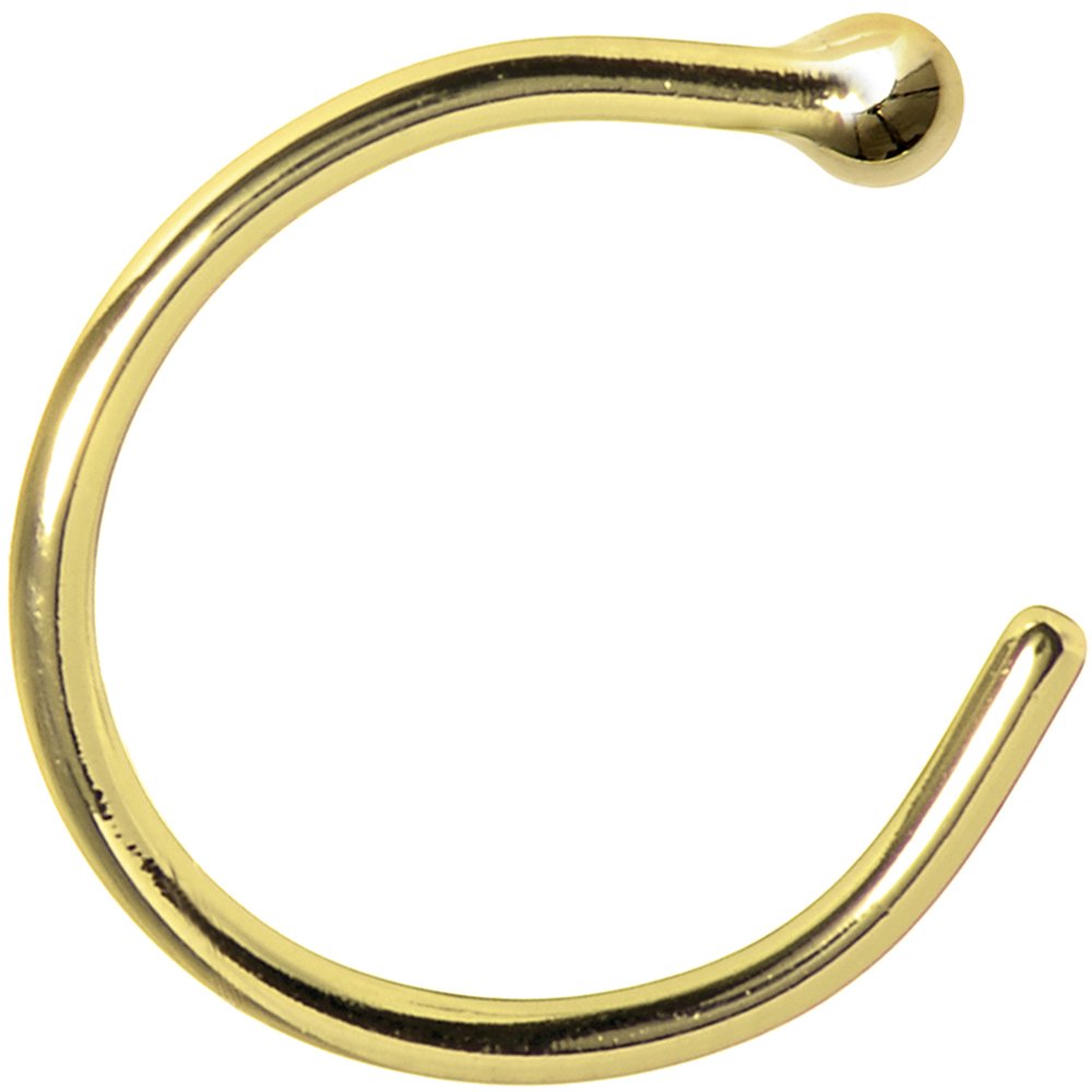 Body Candy Solid 18k Yellow Gold Nose Stud Hoop 20 Gauge 3/8"