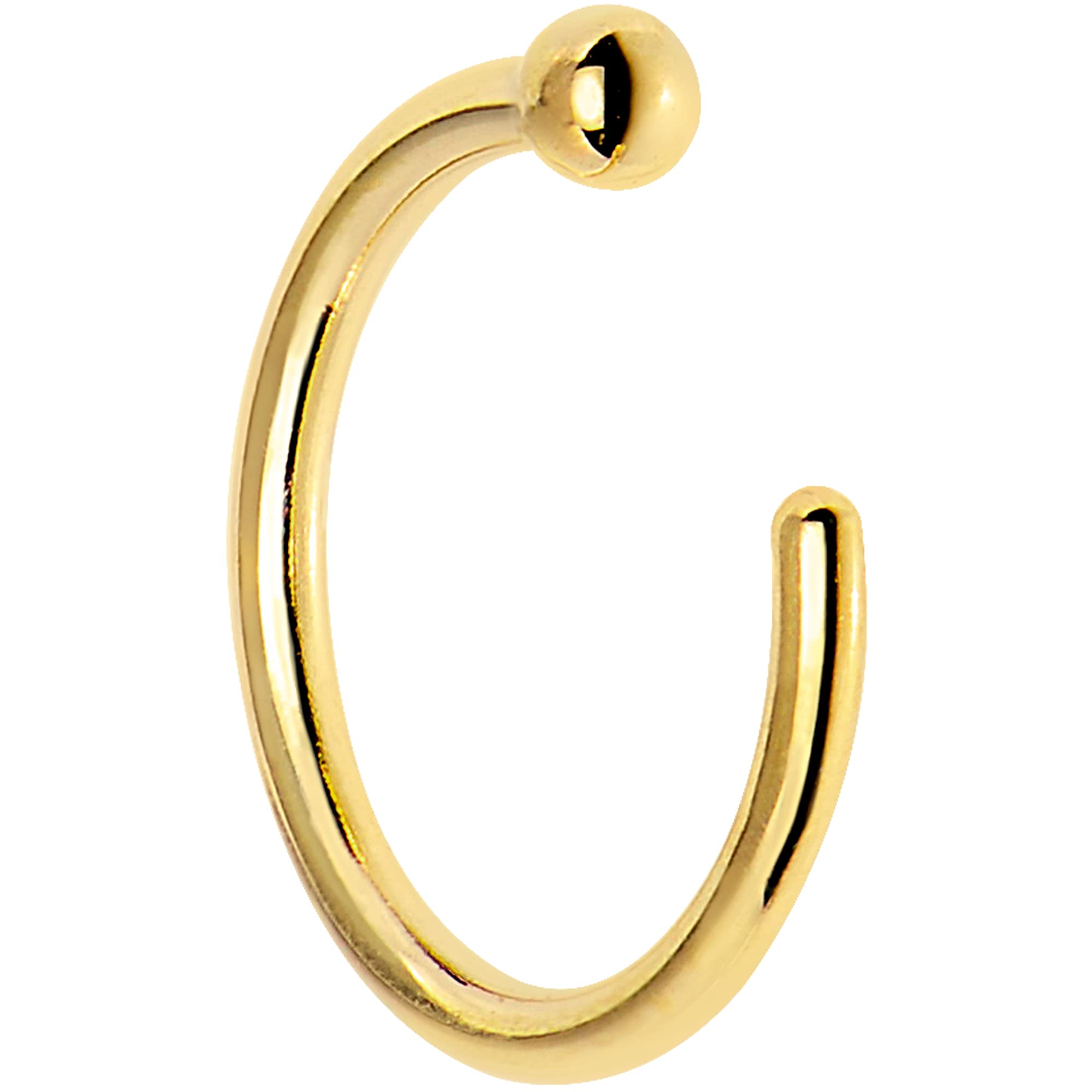 Body Candy Solid 18k Yellow Gold Nose Stud Hoop 20 Gauge 3/8"