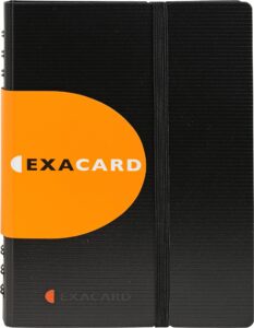 exacompta - ref 75034e - exactive - exacard business card holder - 20 x 14.5 cm in size, holds up to 120 cards, 20 sheets, suitable for 60 x 90mm business cards - black