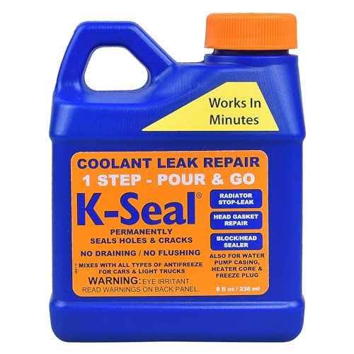 K-Seal ST5501 Multi-Purpose One Step Permanent Coolant Leak Repair, 8oz, Pour and Go, Mixes with All Antifreeze, No Flushing Required